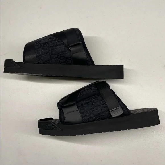 Dior Black Textured Slide Sandals